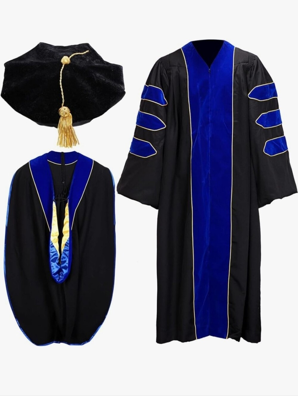 Wesiti Unisex Deluxe Doctoral Graduation Gown with Hood